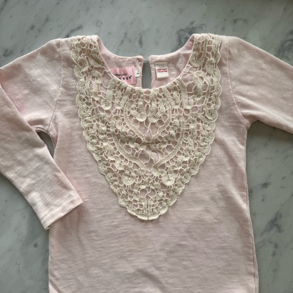 Babycake Vintage Blush Pink Long Sleeve 5T Doily Appliqué - Picture 2 of 10